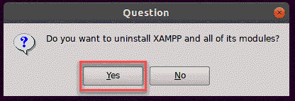 Xampp uninstallation begins