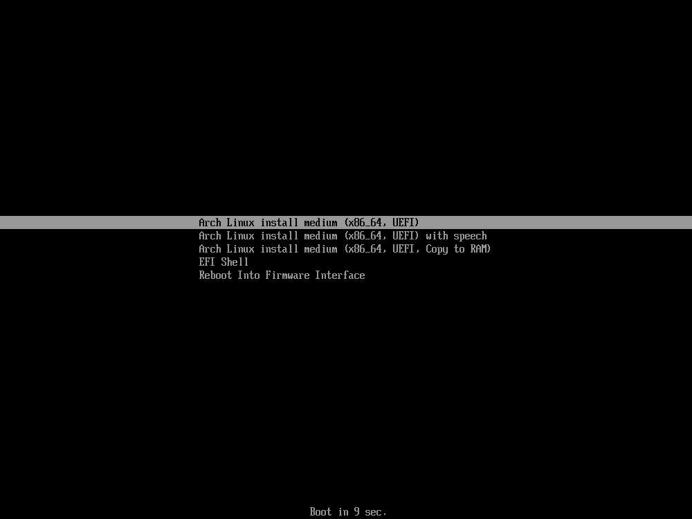 Boot into Arch Linux's Live Environment (UEFI)