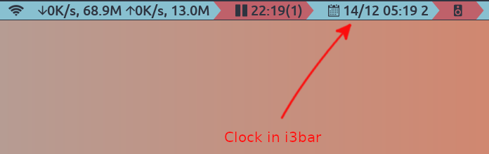 Clock in i3bar using date command