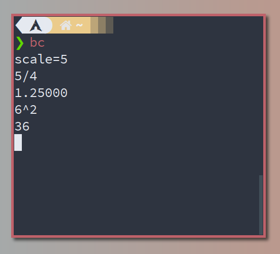 Fig: bc command in Linux after setting the alias