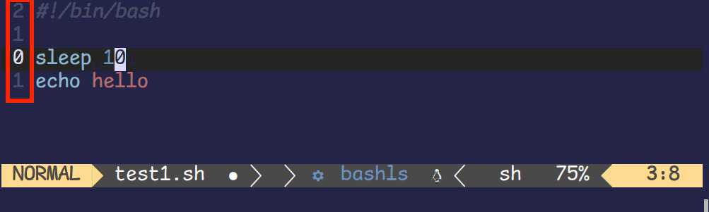 fig: line number in neovim/vim