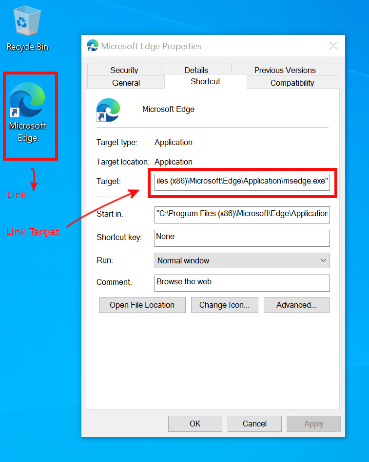 Links in Windows 10