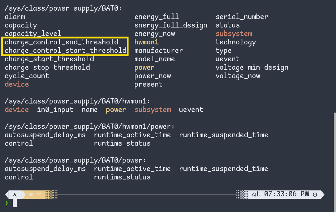  using ls command to navigate through battery's directory