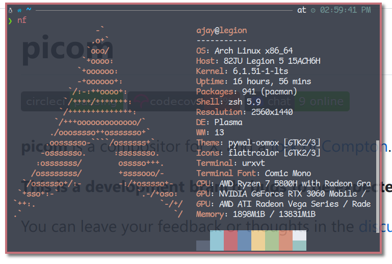 setting transparency using picom